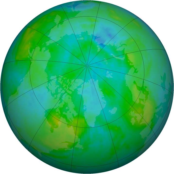 Arctic ozone map for 29 August 1986